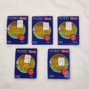 Lot of 5 1993-94 Fleer Basketball Series 1 Sealed Packs 15 Cards Each NBA Wax